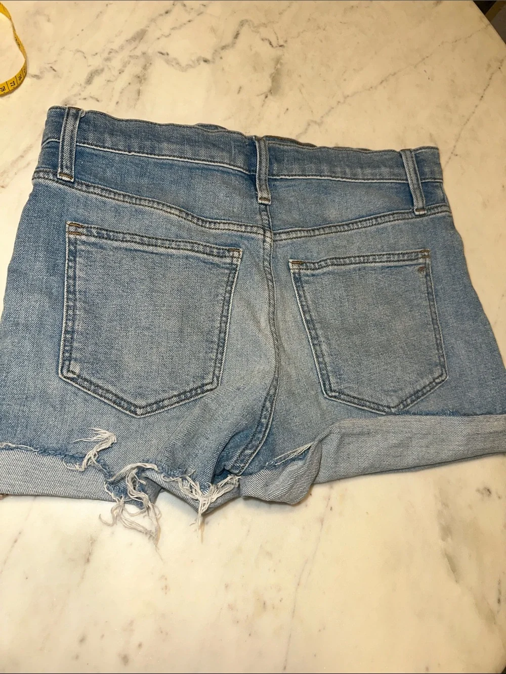 Madewell Light Wash Rolled Fray Hem Denim Shorts high rise denim shorts size 27